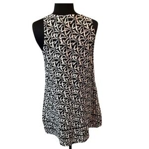Vineyard Vines Women's Sleeveless Black & White Print A-Line Dress Tiered‎ Hem
